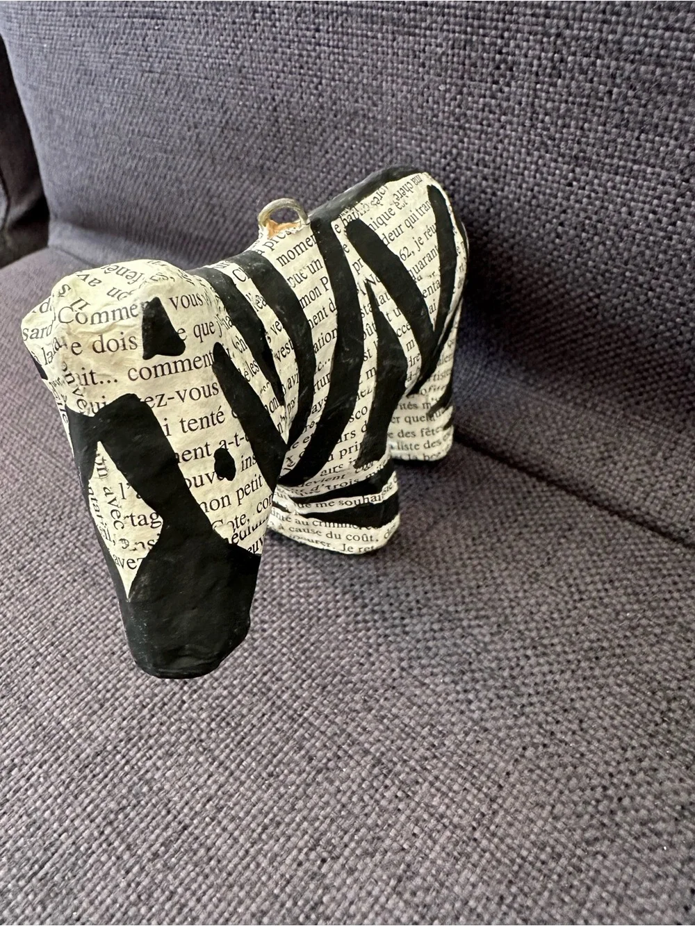 CB2 Paper-Mâché Safari Animal 4 piece Set - Newspaper Printed Animal Ornaments
